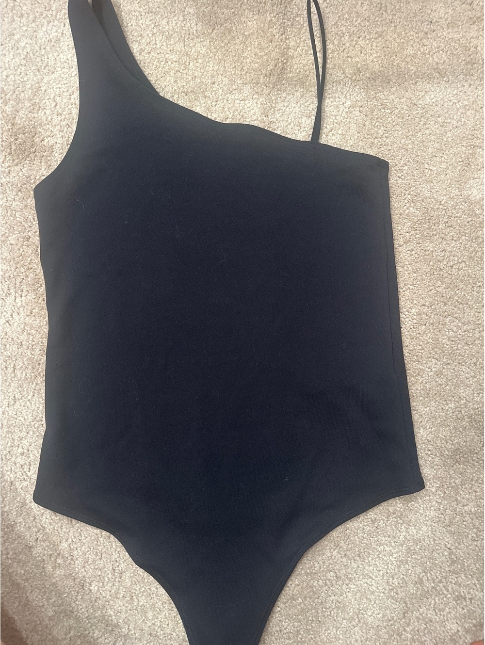 (2)Abercrombie & Fitch Soft A&F Collection Black One-Shoulder Bodysuit Medium